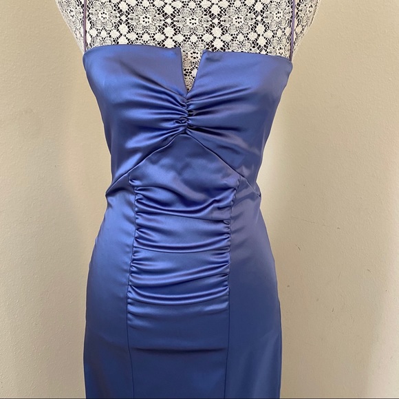 Nicole Miller Collection Blue Satin Cocktail Dress - Picture 5 of 14